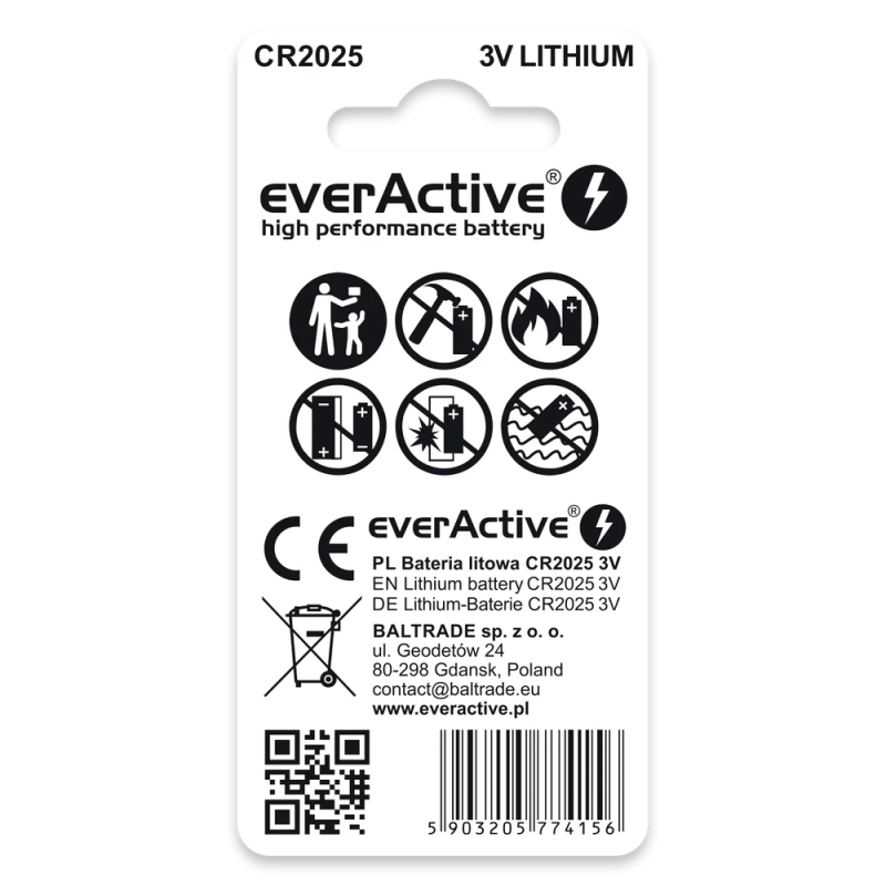 Bateria EVERACTIVE CR2025 litowa blister (2szt)