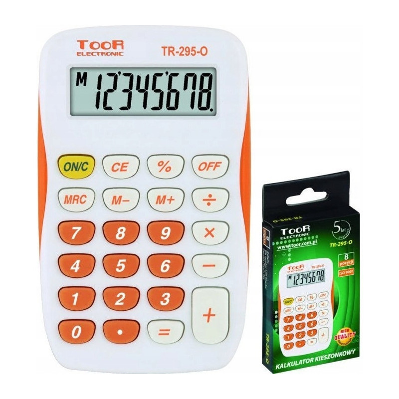 Kalkulator kieszonkowy TR-295 TOOR biało-pomarańczowy 120-1419