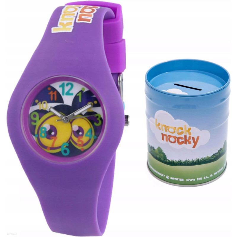 Zegarek dziecięcy KNOCKNOCKY FL TYMI fioletowy + skarbonka