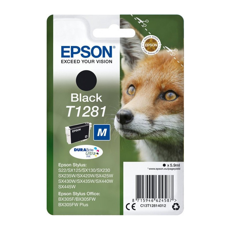 Tusz EPSON (T1281/C13T12814010) czarny 185str S22/SX125/SX425W/BX305F