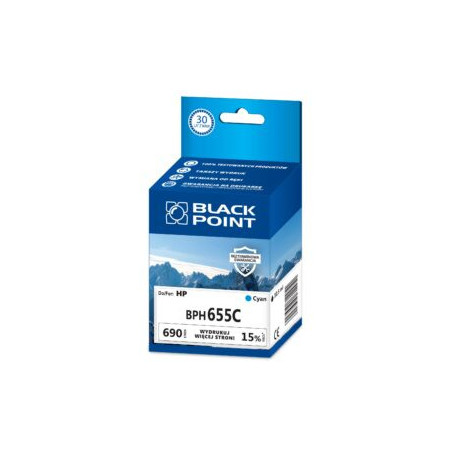 Tusz BLACK POINT (BPH655C) niebieski 690str zamiennik HP (655/CZ110AE)