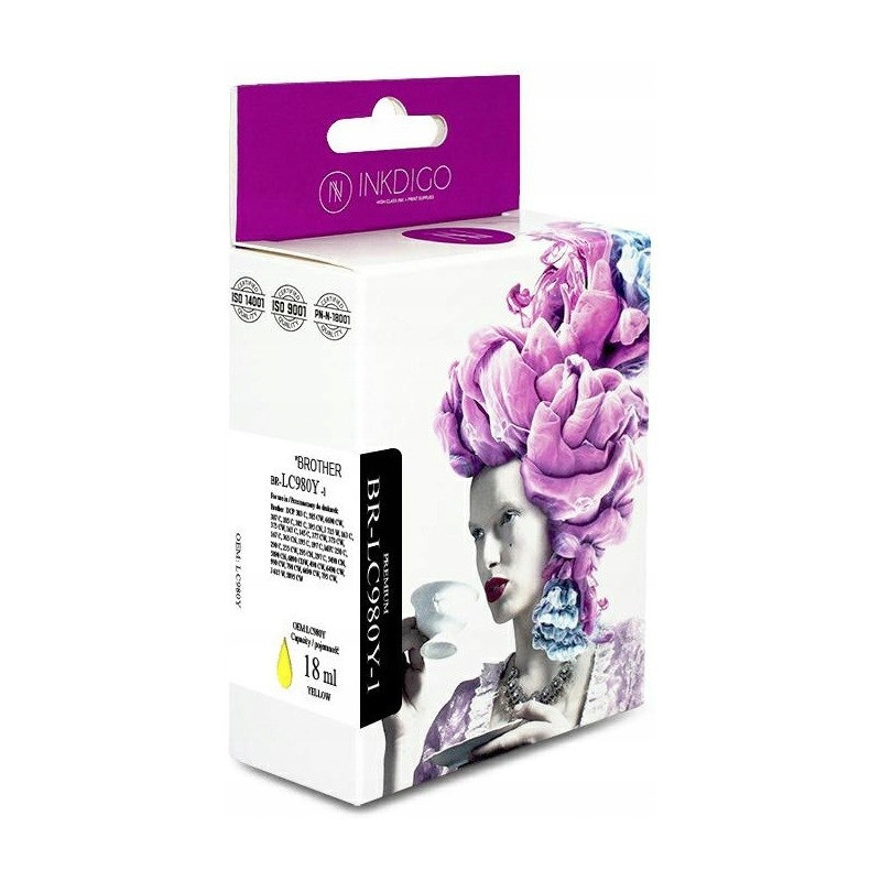 Tusz INKDIGO (BR-980Y-1) żółty 18ml zamiennik BROTHER (LC980Y/LC1100Y)