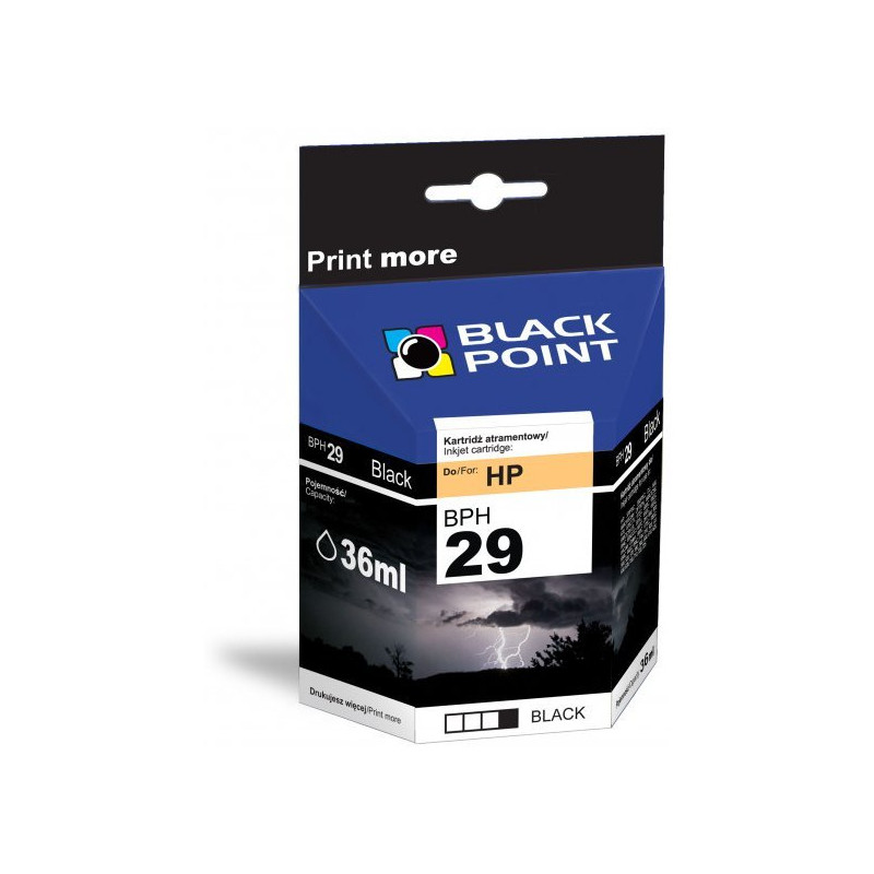 Tusz BLACK POINT (BPH29) czarny 36ml zamiennik HP (29/51629AE) DJ600/660/670/680