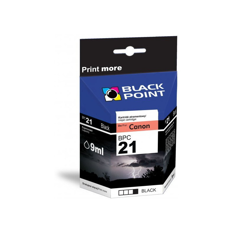 Tusz BLACK POINT (BPC21BK) czarny 130str zamiennik CANON (BCI-21BK) BJC2000/4000/5000