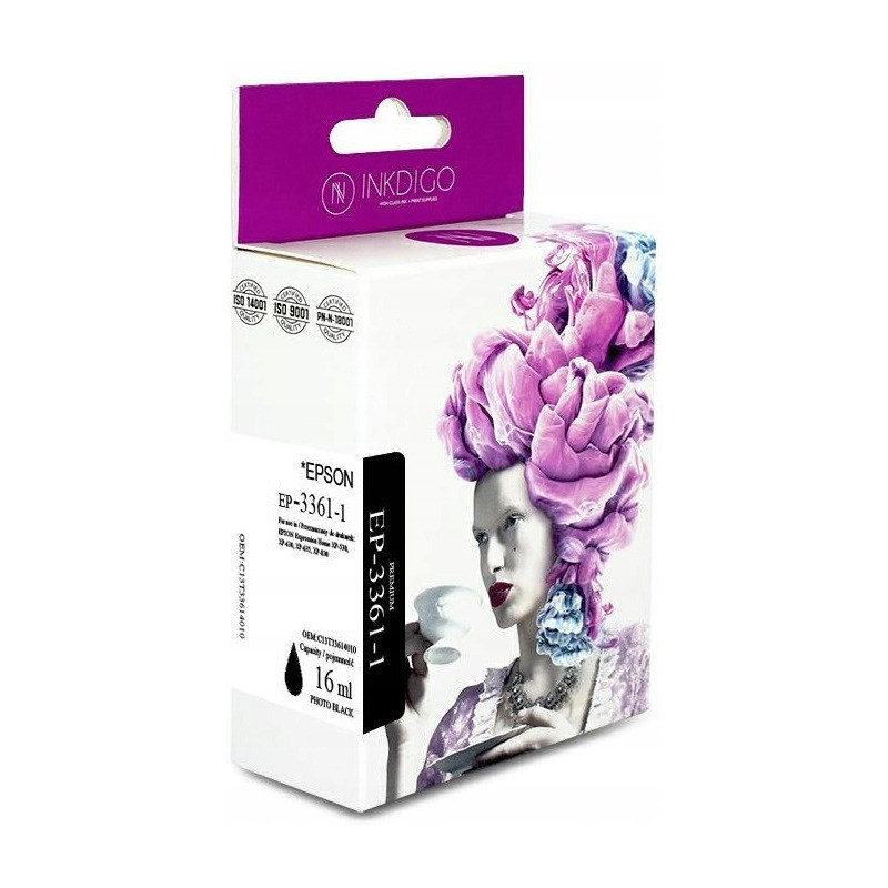 Tusz INKDIGO (EP-3361-1) czarny foto 16ml zamiennik EPSON (33XL/C13T33614010)
