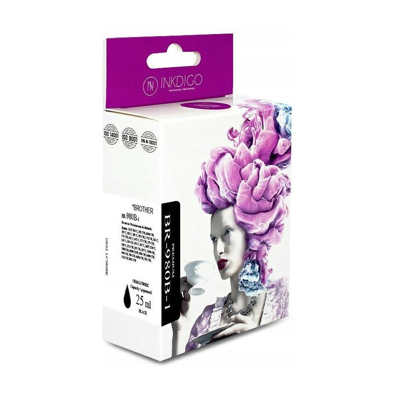 Tusz INKDIGO (BR-980B-1) czarny 25ml zamiennik BROTHER (LC980BK/LC1100BK)