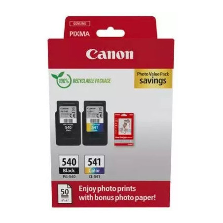 Tusz CANON (PG-540+CL-541/5225B013AA) czarny 8ml + kolor 8ml (2szt) + papier foto (50szt)