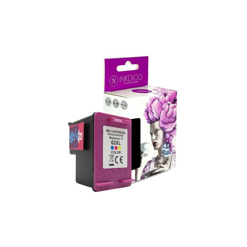 Tusz INKDIGO (HP-62XC-2) kolor 21ml zamiennik HP (62XL/C2P07AE)