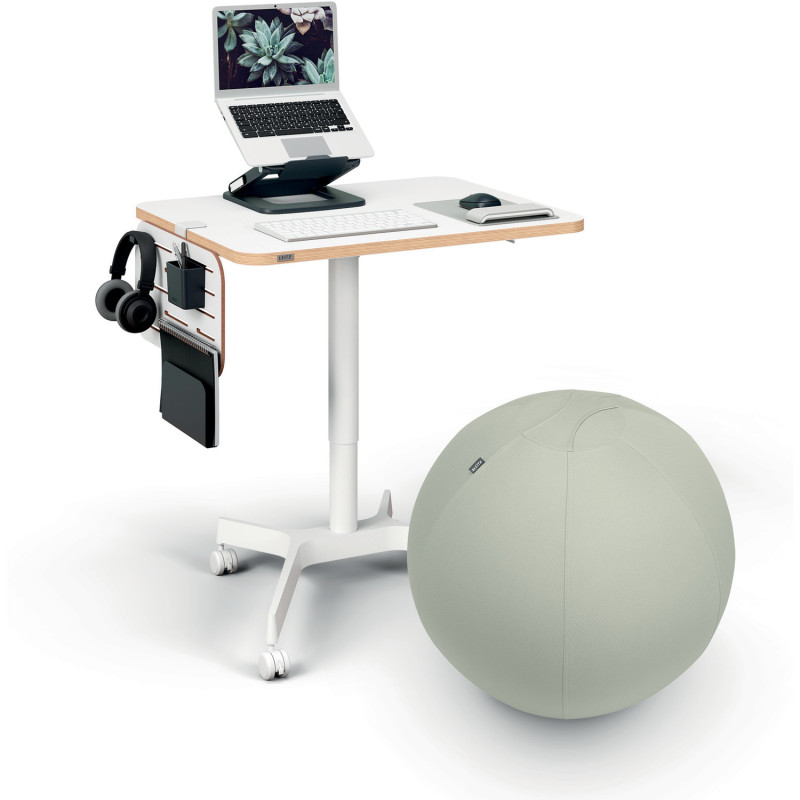 Biurko Leitz Ergo białe do pracy w pozycji siedzącej i stojącej 65360001
