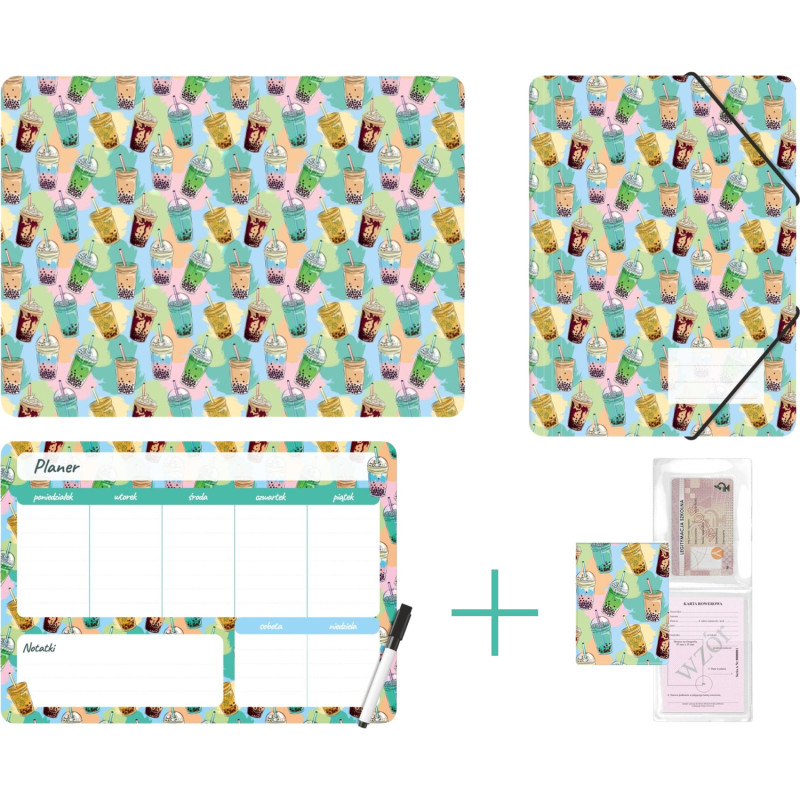 Zestaw szkolny z nadrukiem BUBBLE TEA KPL-NADRUK-01-37 BIURFOL