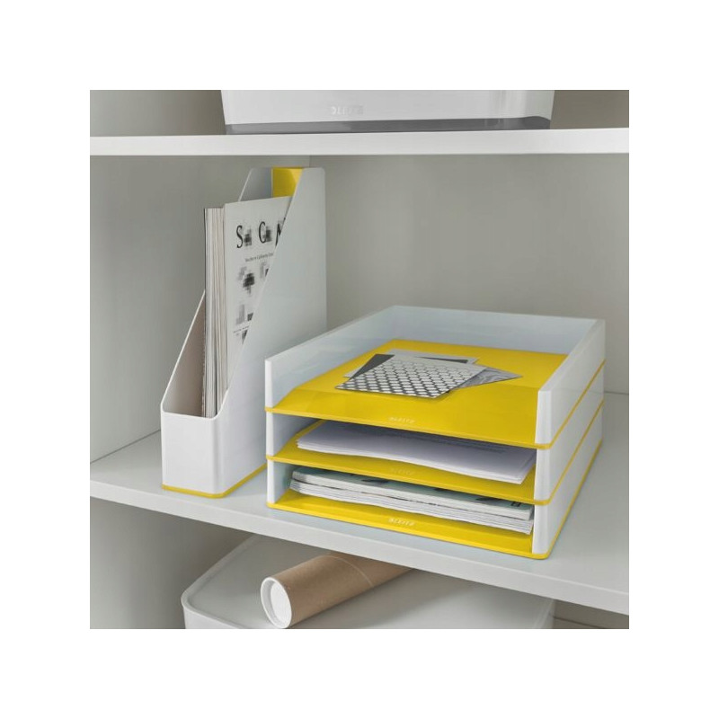 Pojemnik na dokumenty Leitz WOW dwukolorowy, biało-żółty 53621016