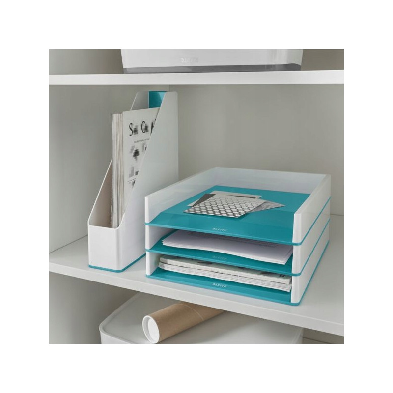 Pojemnik na dokumenty Leitz WOW dwukolorowy, biało-turkusowy 53621051