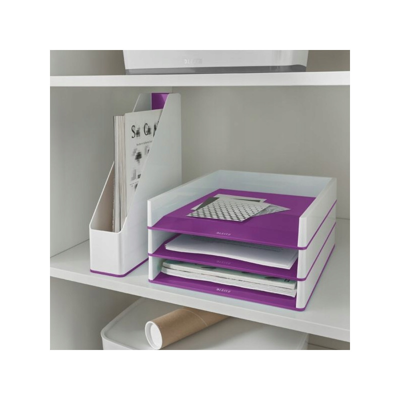 Pojemnik na dokumenty Leitz WOW dwukolorowy, biało-fioletowy 53621062