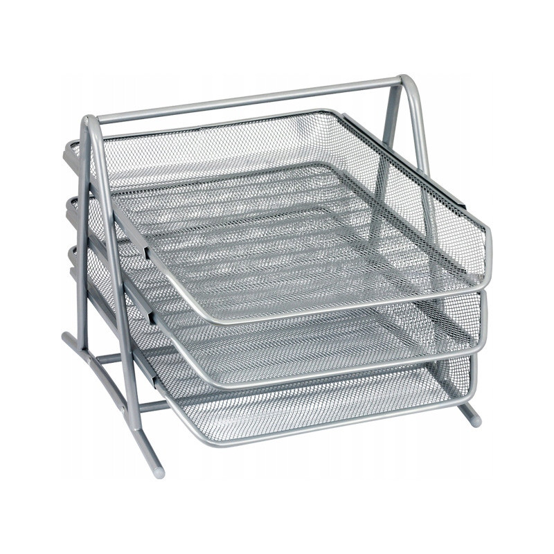 Półka na dokumenty NATUNA A4 siatka srebrna (3szt) 350x300x275mm