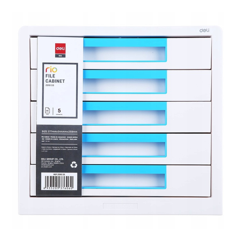 Pojemnik z 5 szufladami RIO biało-niebieski Z01033 DELI