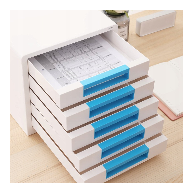 Pojemnik z 5 szufladami RIO biało-niebieski Z01033 DELI