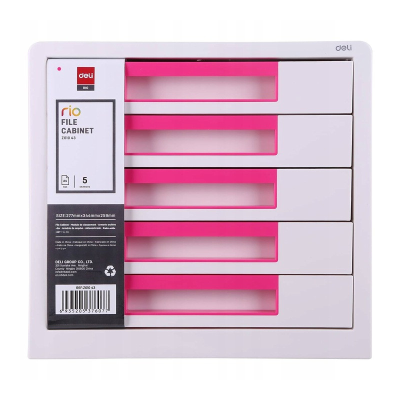 Pojemnik z 5 szufladami RIO biało-różowy Z01043 DELI
