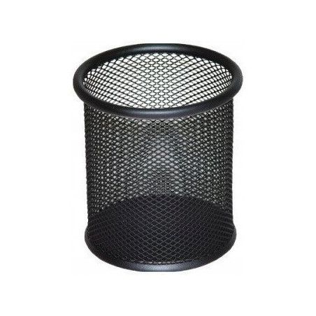 Kubek na długopisy NATUNA siatka czarny okrągły 100x90mm (wys.xśr.)