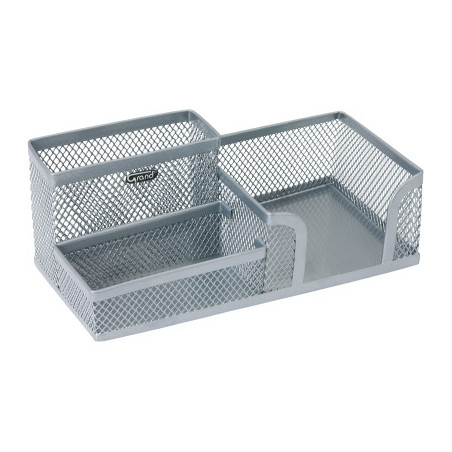 Przybornik na biurko GRAND metalowy srebrny GR-093S 120-1335