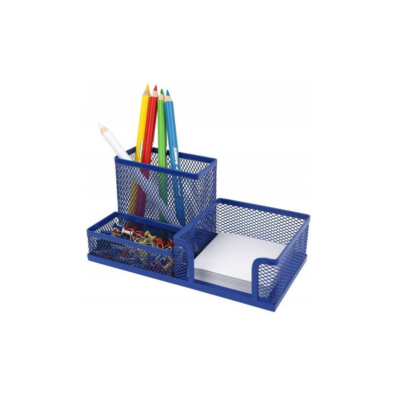 Przybornik na biurko NATUNA siatka niebieski 204x104x100mm (3A)