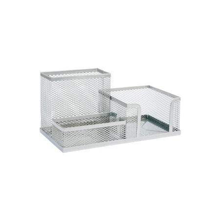 Przybornik na biurko NATUNA siatka srebrny 204x104x100mm (3A)