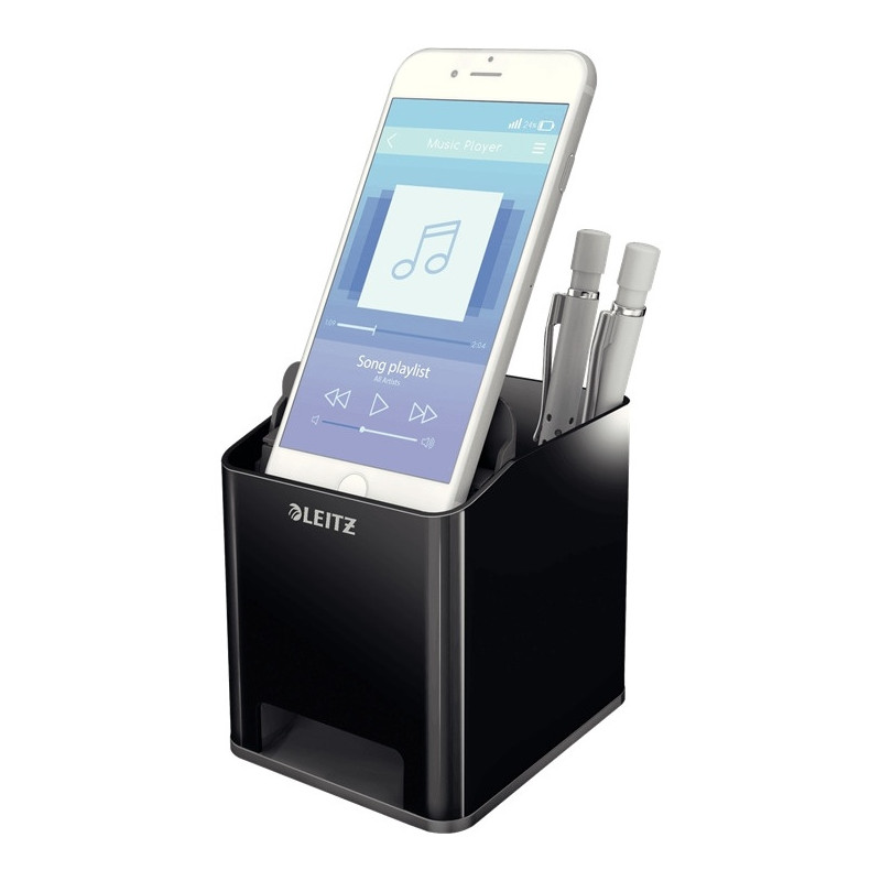 Kubek na długopisy LEITZ WOW czarny ze wzmacniaczem dźwięku 53630095