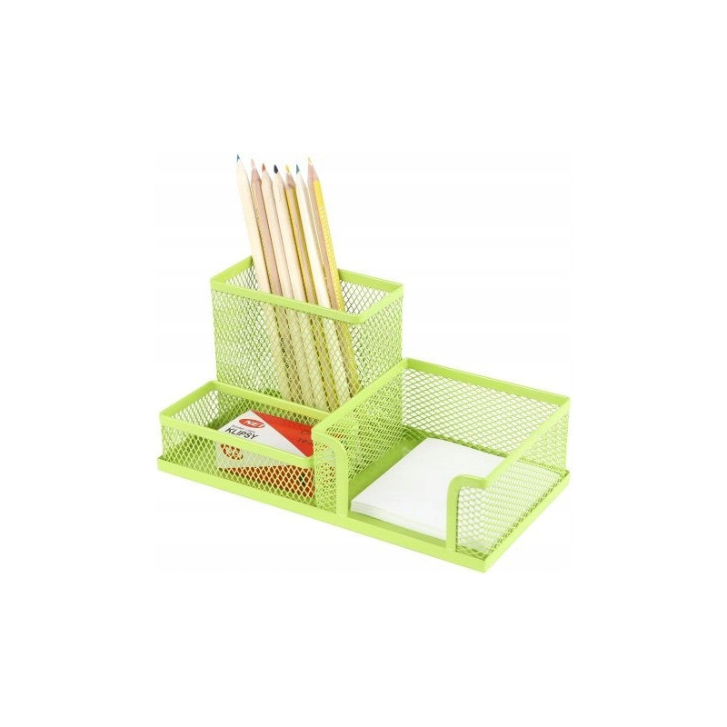 Przybornik na biurko NATUNA siatka limonkowy 204x104x100mm (3A)