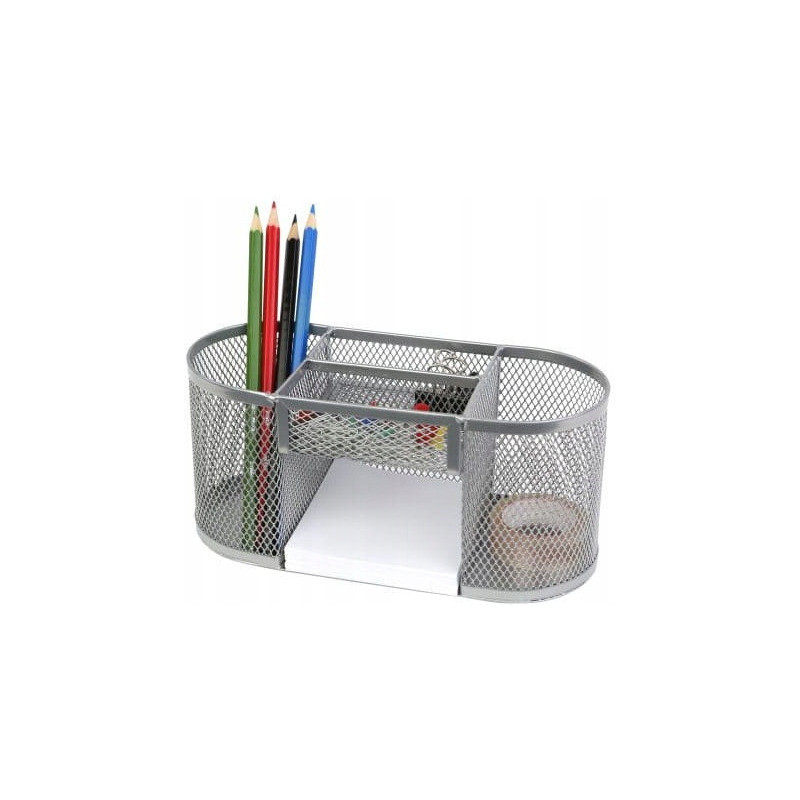 Przybornik na biurko NATUNA siatka srebrny 200x85x90mm (5A)