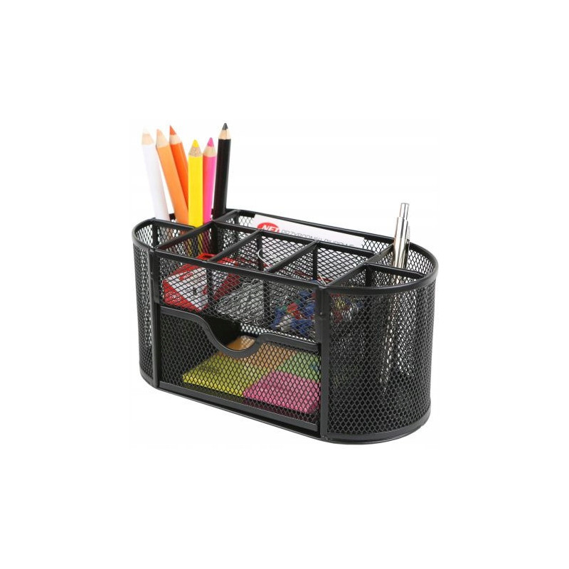 Przybornik na biurko NATUNA siatka czarny 220x110x104mm (5AJ)