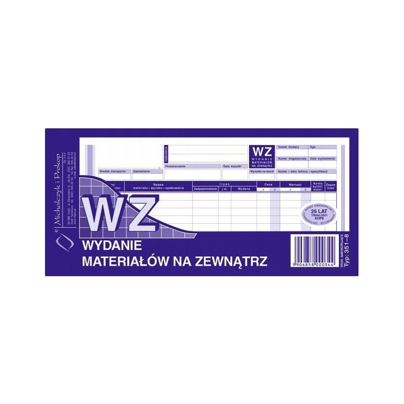 351-8 WZ wydanie materiałów na zewnątrz 1/3A4 80 kartek Michalczyk i Prokop
