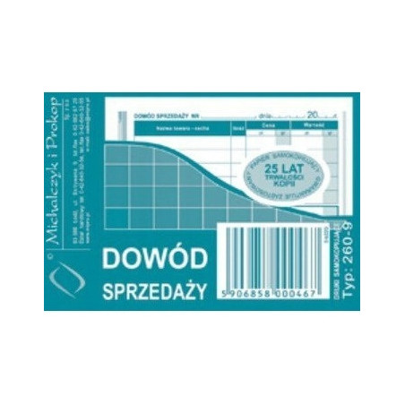 260-9 Dowód sprzedaży A7 80 kartek Michalczyk i Prokop