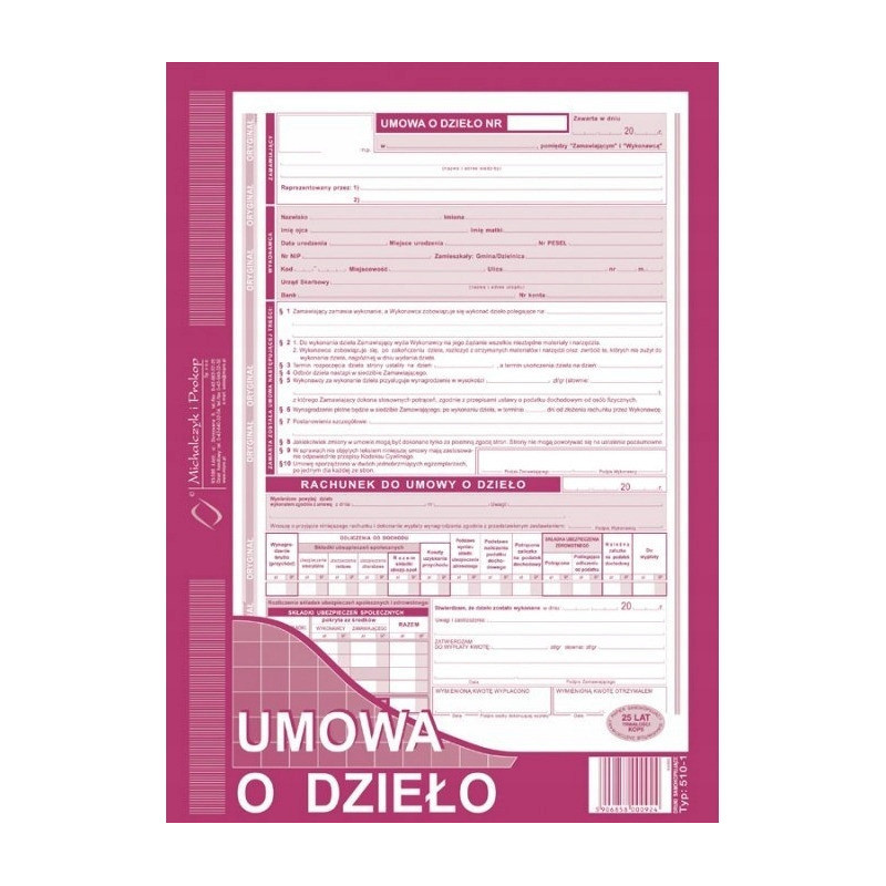 510-1H Umowa o dzieło A4 40 kartek Michalczyk i Prokop