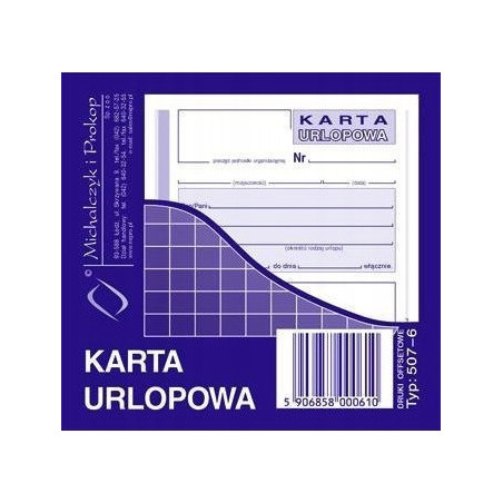 507-6 Karta urlopowa 2/3 A6 40 kartek Michalczyk i Prokop