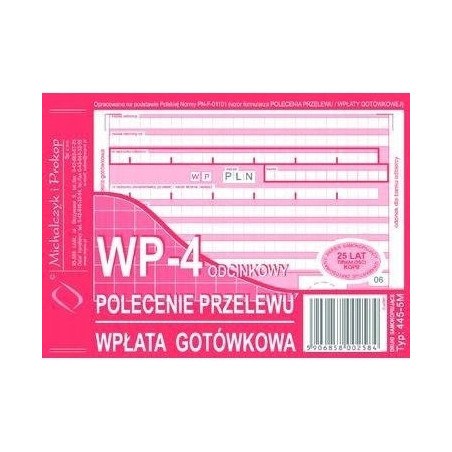 445-5M Polecenie przelewu (1+3) A6 80kartek Michalczyk i Prokop