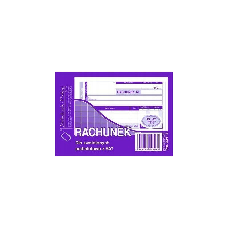 234-5 Rachunek A6 (poziom) ory.+kop. 80k Michalczyk i Prokop