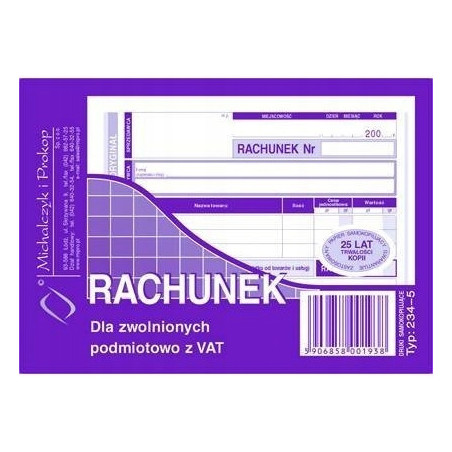 234-5 Rachunek A6 (poziom) ory.+kop. 80k Michalczyk i Prokop