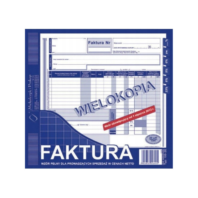 100-2E Faktura VAT 2/3 A4 80kartek wielokopia Michalczyk i Prokop