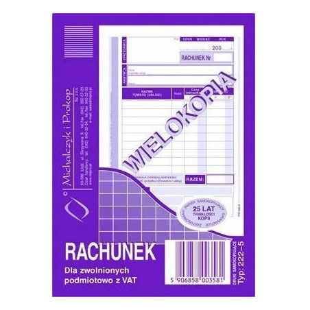 222-5 Rachunek A6 (pion) wielokopia 80k Michalczyk i Prokop