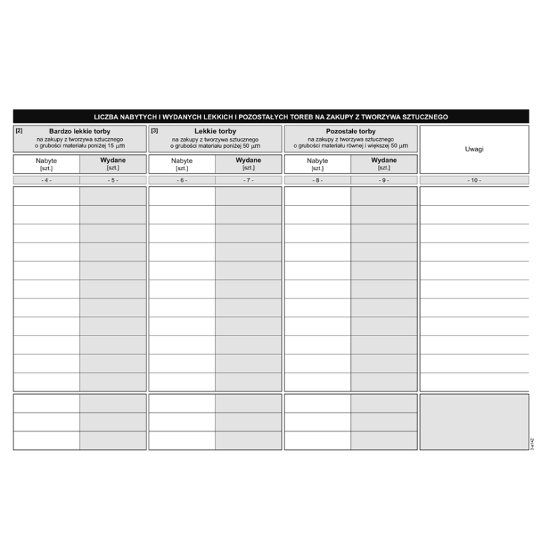 S-200-3 Ewidencja nabytych i wydanych toreb na zakupy z tworzywa sztucznego MICHALCZYK I PROKOP
