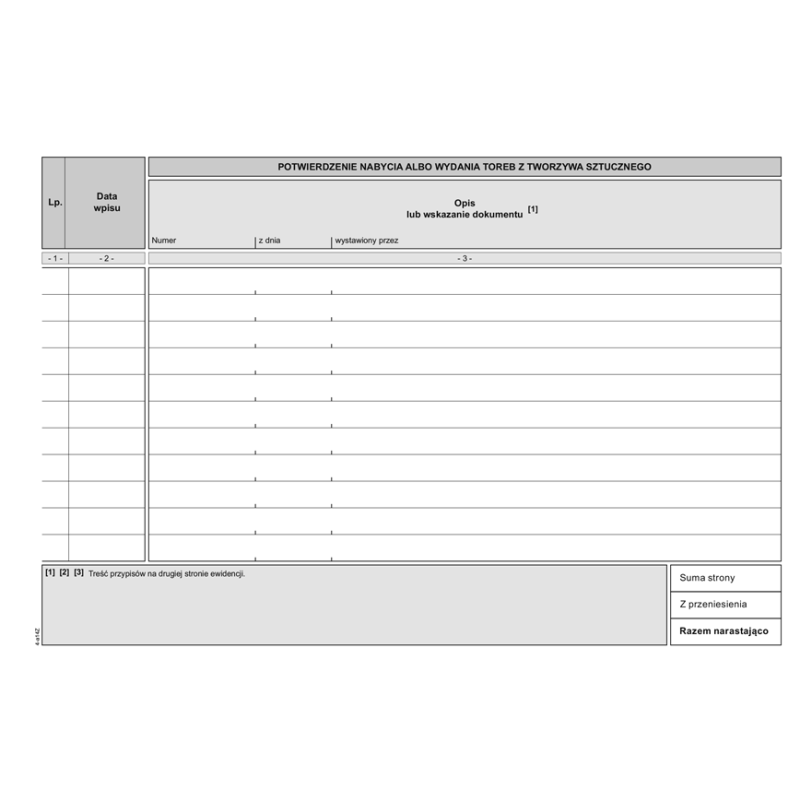 S-200-3 Ewidencja nabytych i wydanych toreb na zakupy z tworzywa sztucznego MICHALCZYK I PROKOP