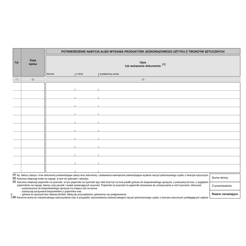 S-210-3 Ewidencja nabytych i wydanych naczyń jednorazowego użytku z tworzyw sztucznych MICHALCZYK I PROKOP