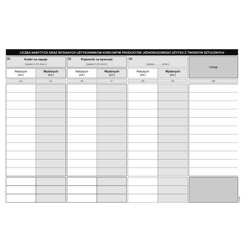 S-210-3 Ewidencja nabytych i wydanych naczyń jednorazowego użytku z tworzyw sztucznych MICHALCZYK I PROKOP