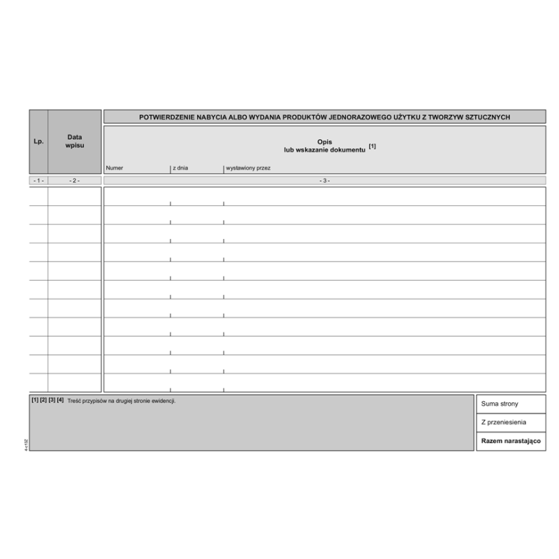 S-210-3 Ewidencja nabytych i wydanych naczyń jednorazowego użytku z tworzyw sztucznych MICHALCZYK I PROKOP