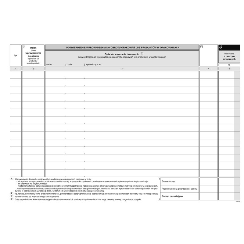 S-220-1 Ewidencja masy wprowadzonych do obrotu opakowań MICHALCZYK I PROKOP