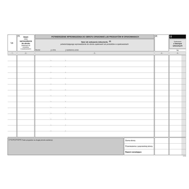 S-220-1 Ewidencja masy wprowadzonych do obrotu opakowań MICHALCZYK I PROKOP