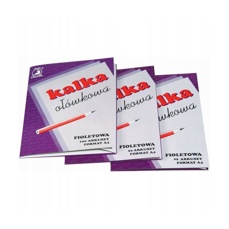 Kalka ołówkowa A4 100 arkuszy filoetowa DELFIN