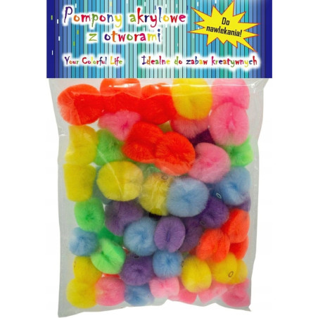 Pompony akrylowe z otworem w środku 60szt. PM-0010 ALIGA