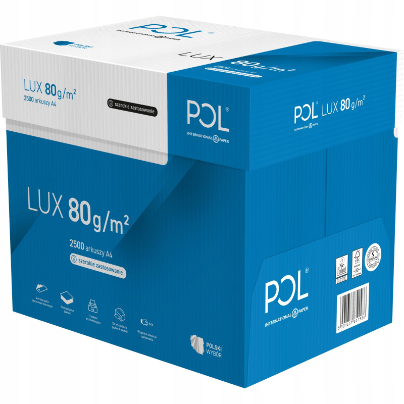 Papier ksero A4 80g POLLUX (5ryz) klasa białości B 161