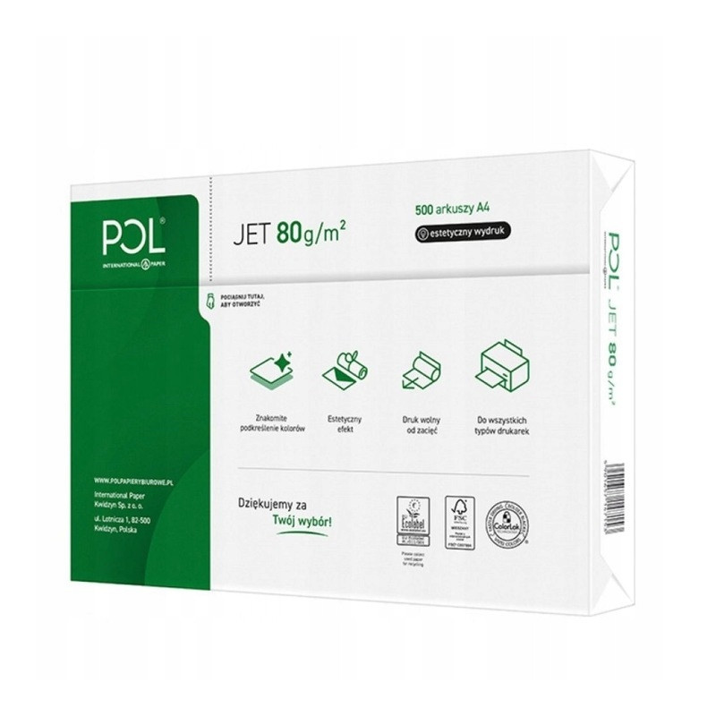 Papier ksero A4 80g POLJET (5ryz) klasa białości A 166