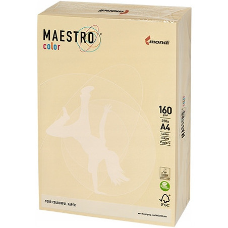 Papier ksero A4 160g MAESTRO COLOR BE66 pastel kość słoniowa/wanilia (250ark)